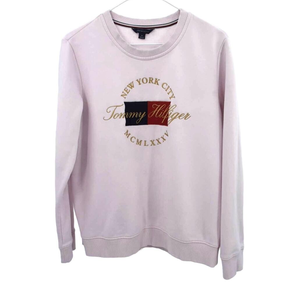Tommy Hilfiger Women's Pink New York City Embroidered Logo Sweatshirt Size M